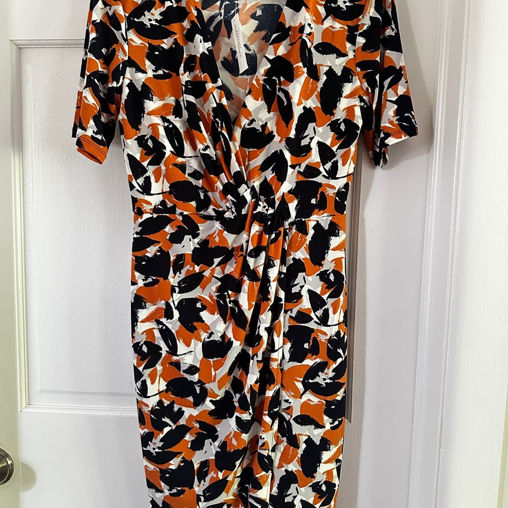 Banana Republic Orange Blue V-Neck Dress XS